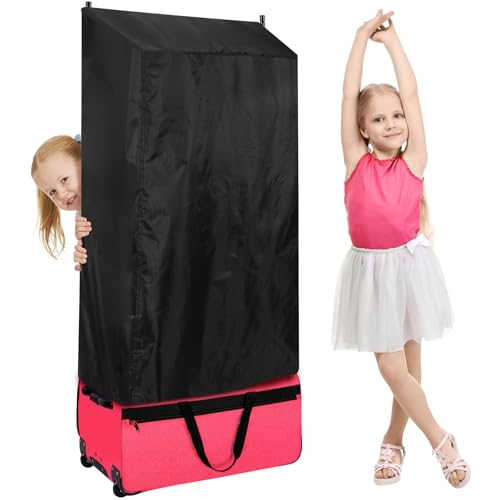 Privacy Curtain Competition Dance Bag Suitcase Black Changing Room Three Sides Portable Accessories Privacy Partition Screens Dance Suitcase Without Rack for Dance Competition Essentials (Black)