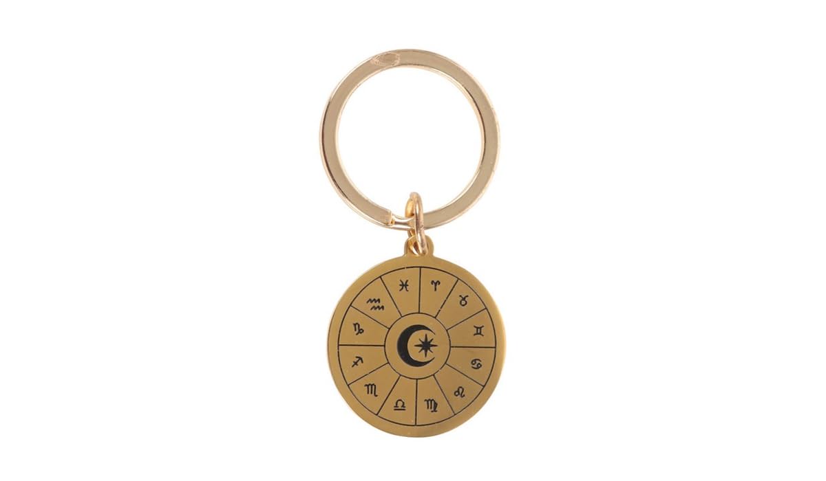 Something Different Astrology Wheel Keyring (One Size) (Gold)