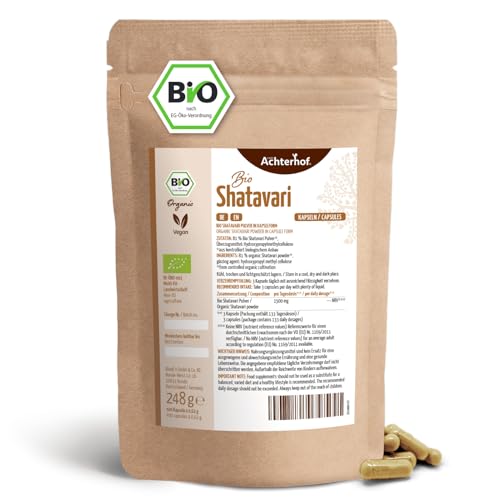 Shatavari Kapseln Bio 400 Kapseln | Nachfüllpack | 500mg pro Kapsel | laborgeprüft 100% reines Naturprodukt | Shatavari Pulver in Bio-Qualität | Ayurveda für Frauen | vegan | vom Achterhof