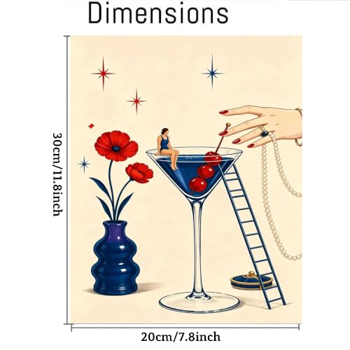 Image of cupmod 6 Packs Cocktail Paint by Numbers Kit for Adults Beginners,8x10 Inch Adult Paint by Number Kits on Canvas, Cocktail DIY Acrylic Oil Number Painting Kits for Adults, Perfect for Gift Home Decor