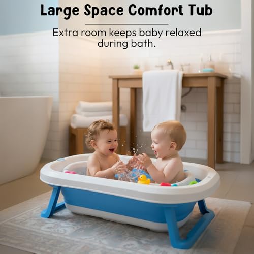 Image of StarAndDaisy Baby Bath Tub for 0 to 5 Years /Bath Tub for Kids 0-3 Years, Tub for Girls & Boys with Foldable Legs, Easy to Store -Sky Blue