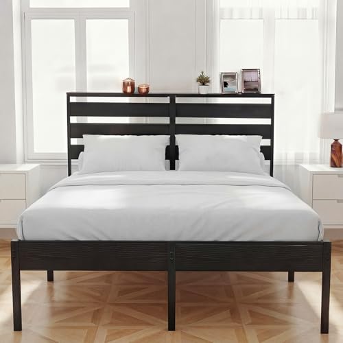 La Mejor Lista de Cama Quinsay Precio para comprar hoy. 43 OSLIFE Base Cama Queen Size,18 Pulgadas de Altura,Cabecero con Almacenamiento,Espacio de Almacenamiento Debajo de la Cama, Hierro Metálico Camascon Gran Capacidad de Carga