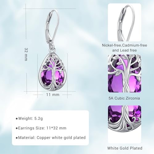 Boucles d'oreilles arbre de vie en pierre de naissance Eusense - 5