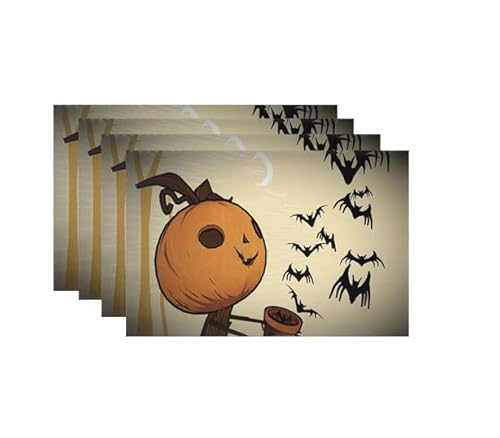 Hedyzone Halloween Pumpkin Table Placemats Kitchen Plate Mat Set Of 4 For Dining Table 12X18 Inch Decor Table Mats Washable Durable Placemats #TOP4