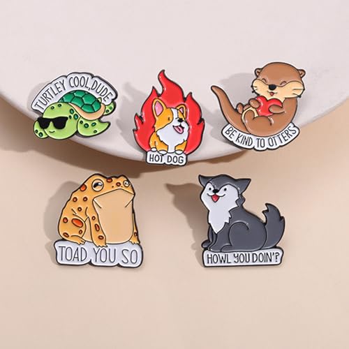 Image of 5Pcs Cute Coffee Cat Sloth Enamel Pin Set Cartoon Animal Coffee Cup Brooch Badges, Funny Lapel Pins for Backpacks, Jackets, Bags, Coffee Lover Gift