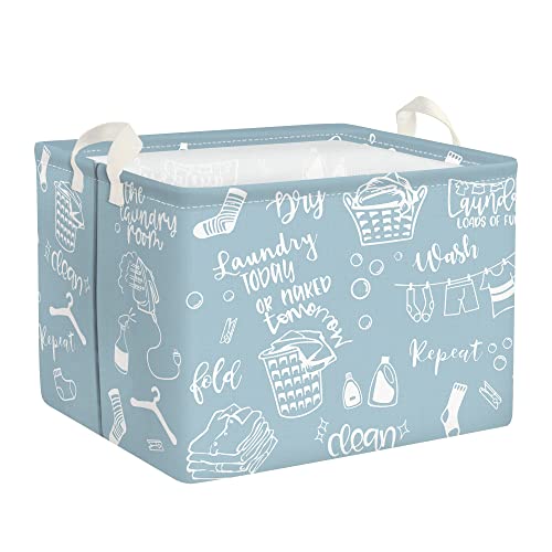 Clastyle Modern Blau Rectangular Wäschekorb Faltbar Wasserdicht Aufbewahrungskorb für Heim Bad Kleidung, 40x30x30 cm Cover