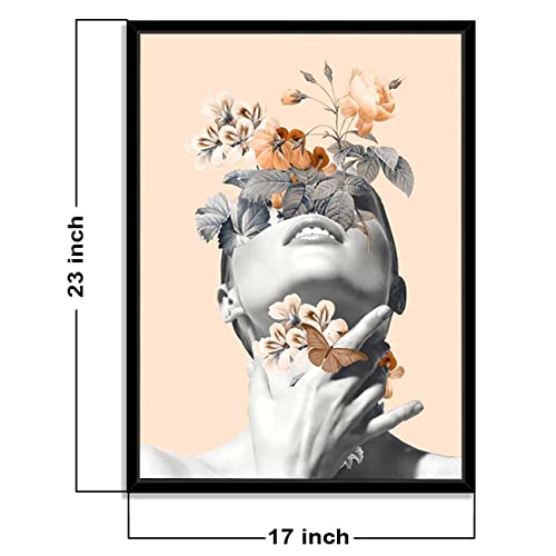 Image of PAINTINGMANTRA Biscuit Beige Inner Beauty Black Framed Canvas Art Print for Wall, Home and Living Room Decoration (Size - 23 x 17 Inchs)