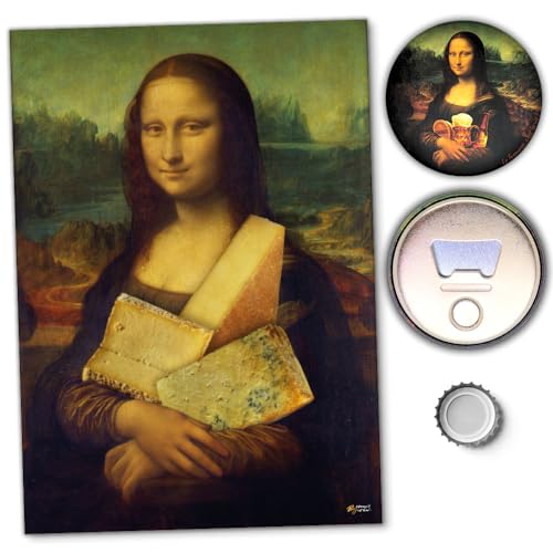 Pack Mona Lisa affiche et décapsuleur le cadeau idéal pour amateurs de terroir