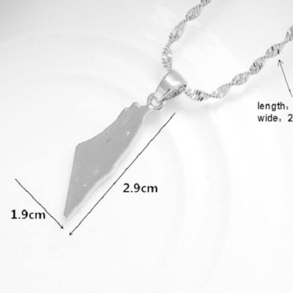 Hiessgozy Palestina Vlag Ketting, Roestvrij Staal Palestina Kaart Hanger Ketting Voor Vrouwen Mannen Arabische Sieraden Familie Geschenken, Metaal, Zilver