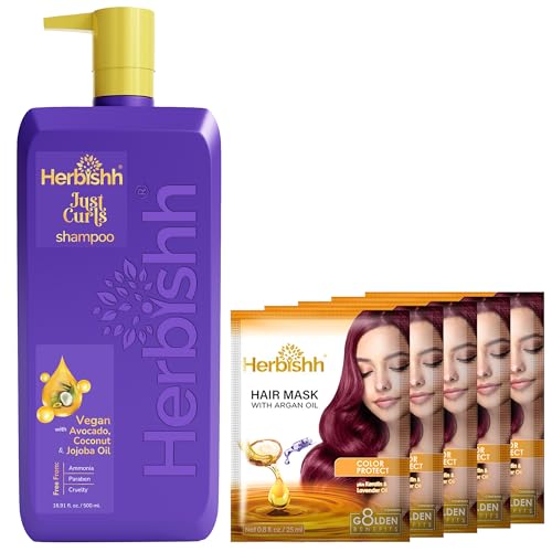 Herbishh Just Curls Shampoo Shampoo for Curly, Wavy & Frizzy Hair (500 ml) + Argan Hair Mask for Dry & Damaged Hair Repair 25 ml x 5-image-42