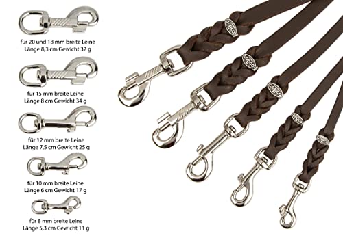 Hundeleine Leder 2m kleine Hunde leicht Fettlederleine [3-Fach Verstellbar] Lederleine geflochten – robuste Leine Hund mit Chrombeschlägen – Führleine Hund & Freihandleine zum Umhängen, Schwarz 10mm