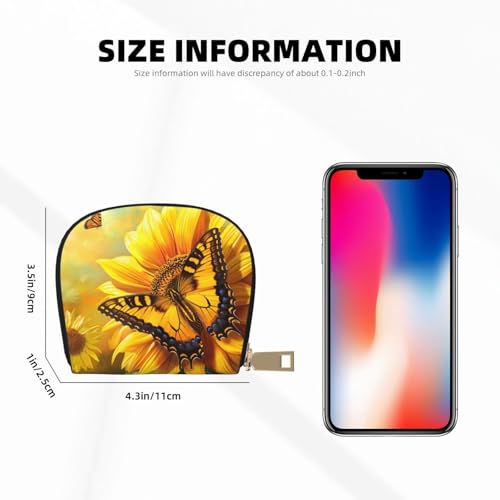 Sunflower Butterfly Sunny Printed Card Wallet for Women Men Cute Zipper Card Cases Holder Mini Coin Purse with 12 Card Slots3