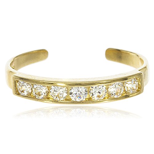 JOTW 10k Yellow Gold Bar with Cubic Zirconia Stones Toe Ring (GO-543) JOTW 10k Yellow Gold Bar with Cubic Zirconia Stones Toe Ring (GO-543)