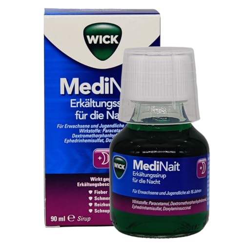 Wick MediNait Erkältungssirup für die Nacht I lindert Erkältungssymptome Gliederschmerzen Reizhusten - im Sparset mit Pharma Perle give-away (Wick MediNait 90ml)