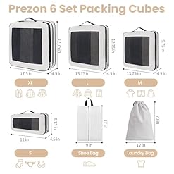 Set de 6 cubes de rangement a compression extra forte sacs spacieux en maille respirante et nylon adaptes au rangement de vetements et chaussures pour maison ou voyages Creme