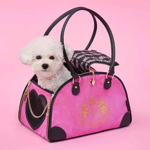 Juicy Couture Give Me Treats Transporttasche fĂĽr Haustiere, stilvolle Reisetasche fĂĽr kleine Hunde und Katzen, Hot Pink