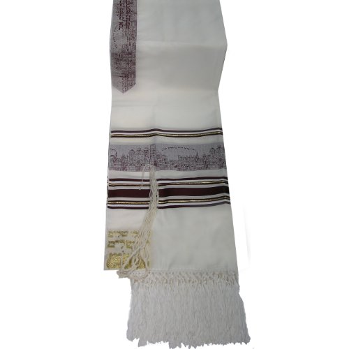 Paz Jerusalem Rayon Maroon/Gold Tallit