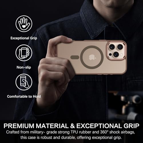 Image of BENTOBEN for iPhone 16 Pro Case [Compatible with Magsafe] Magnetic Matte Phone Case Translucent Slim Shockproof Women Men Protective Cover Cases for iPhone 16 Pro 6.3 inch, Desert Titanium