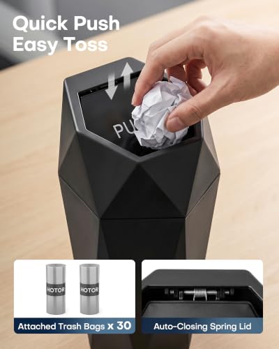 HOTOR Car Trash Can with Lid, Leakproof, Black, 2 Pack - Image 3