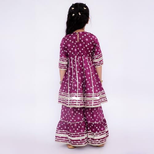 Image of LITTLE GINNIE Girls Kurta Sharara Set | Traditional Ethnic Wear for Kids