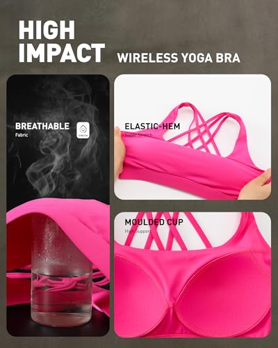 Image of RUNNING GIRL Sports Bras for Women,Crisscross Back High Impact Sports Bra with Hook Closure Workout Supportive Bra