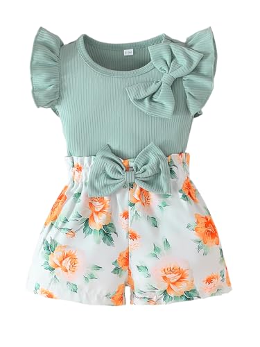 Image of SUREPOCH Baby Girl Clothes 12 18 24 Month 2T 3T 4T Toddler Girl Clothes Spring Summer Shirt Shorts Outfit Set