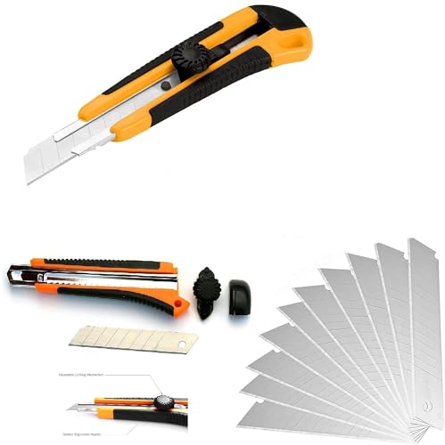 Image of Eclet Heavy Duty 18 mm Cutter Knife with 10 Replacement Blades(MULTICOLOUR)(A) (Cutter 1)