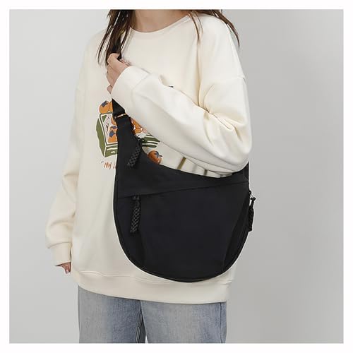 Image of Crescent Shoulder Bag Nylon Crossbody Bag for Women Nylon Hobo Bags Slouchy Sling Purse Dumpling Bags