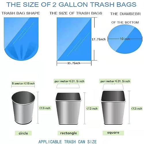 2.6 Gallon Trash Bags, 150 Count Small Trash Can Liners for Bathroom or Livingroom, Blue 2 Gallon Thickly Garbage Bags