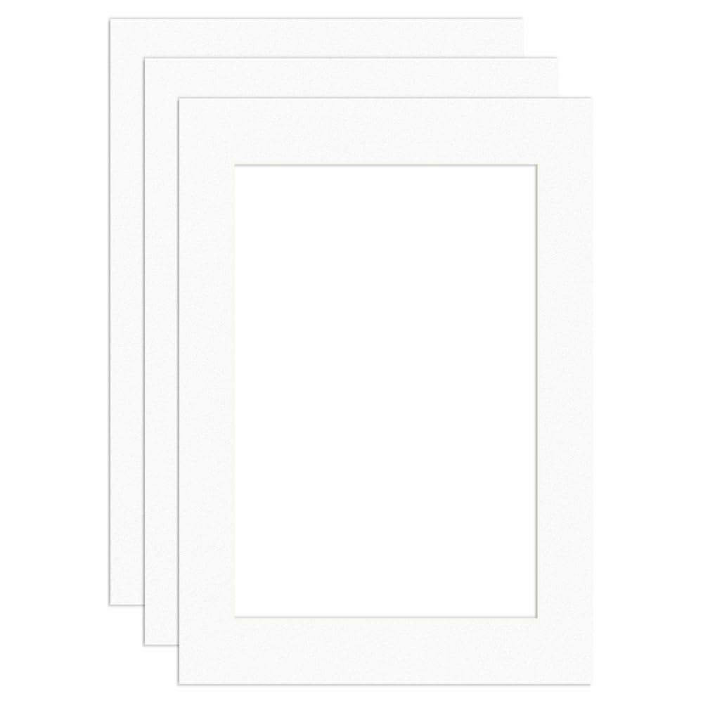 Procut Global Pack of 3 A4 White Picture Mounts to Fit 9x6 inch Size Photo Mount with Aperture for 9x6 White Mount Board Card Picture Frame Mats For Display Artwork or Paintings