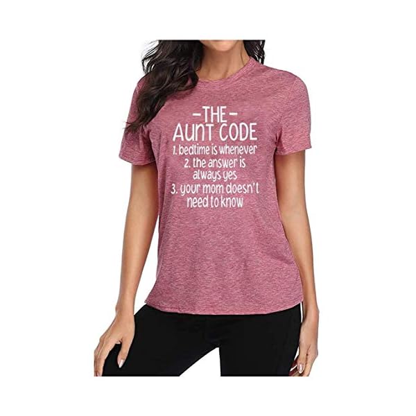 FCHICH-The-Aunt-Code-Shirts-Women-Funny-Letter-Sayings-Print-Auntie-T-Shirt-Bless-Aunt-Tops-Tees-Casual-Short-Sleeve-Tshirts FCHICH The Aunt Code Shirts Women Funny Letter Sayings Print Auntie T Shirt Bless Aunt Tops Tees Casual Short Sleeve Tshirts (Pink, M)