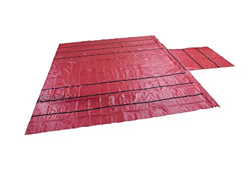 Mytee Products 24' x 27' Flatbed Truck 18 Oz/14 Oz Combination Lumber Tarp with 8 FT Drop - Red Heavy Duty Vinyl Waterproof Tarp for Trailers to Protect Cargo from Wind, Rain, Snow and Sun