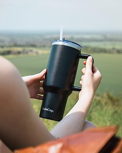 SoleCup. 40oz Travel Mug with Handle, Lid and Two Straws, Drinks Stay Hot for 8 Hours, Cold for 24 Hours - Image 4
