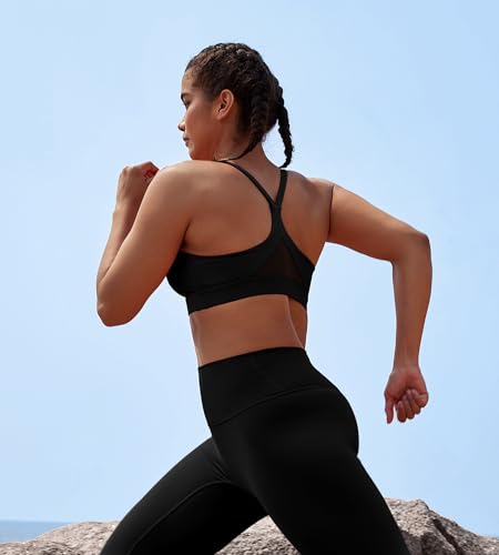 Sports Bras for Women High Support - Womens Spaghetti Strap Padded Yoga Sports Bra - Soft Comfy Y Back Workout Tops Gym3