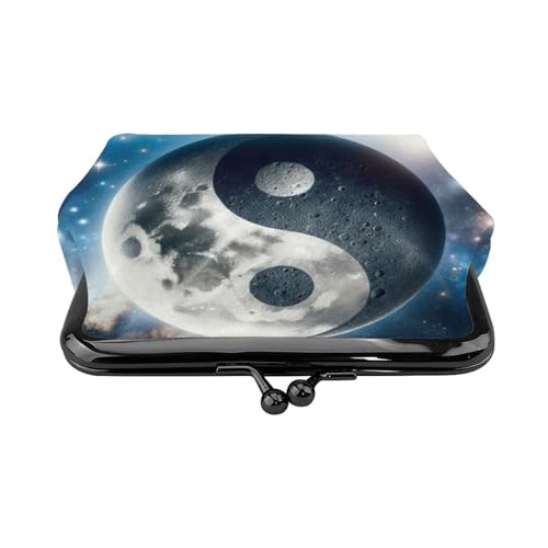 Pu Leather Buckle Coin Purse Yin-Yang-Moon-Stars Girls Kiss-Lock Change Purse Wallets2