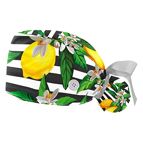 Chapeaux de travail rayures agrumes JDEZ lot de 2 casquettes de cuisine respirantes