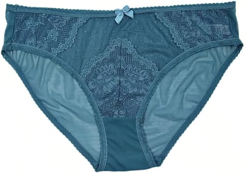 Women’s Underwear Hipster Panties with Lace Detail Teal Small