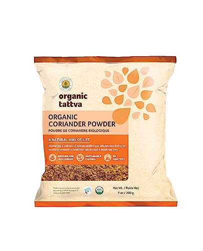 Organic Tattva Coriander Powder (Dhaniya) (7 oz/200 gm) - Organic Ground Coriander for Cooking - Cold Ground Spices with Natural Oils, Aroma & Flavor - Vegan - No Additives - USDA Certified