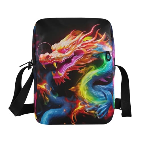 Crossbody Bag Color Flame Dragon Messenger Bag for Women Men Purse Shoulder Bag Satchel Bag with Adjustable Strap 214A0780