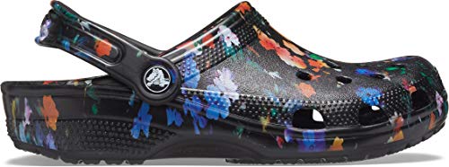 Image of Crocs Men's and Women's Classic Graphic Clog, Floral Print /Black, 15 Women / 13 Men