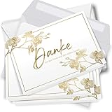 Trauer Danksagungskarten mit Umschlag | Motiv: Orchidee Gold, 10 Stück | Dankeskarten DIN A6 Set | Klappkarten-Trauerkarten Danksagung Danke sagen
