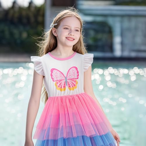 LQSZ Girls Tulle Dresses Princess Flutter Sleeve Tutu Dress for Toddler Girl 3-12 Years2