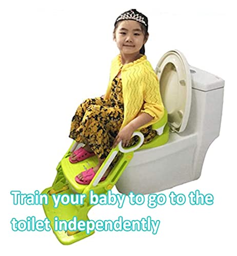 Geel potje met deksel met Rugleuning Verstelbare Potty-voering met stiefkruk, tot 75kg, toiletpotje Stap for jongens of… - Afbeelding 4