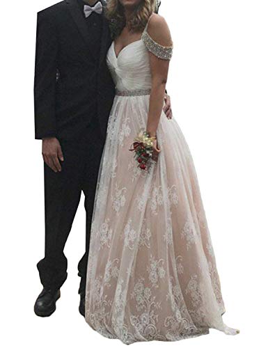 YIRENWANSHA Sexy Off Shoulder Plus Size Wedding Dresses 2018 A Line Long Formal Party Gown Empire Waist Sleeveless Cocktail Dress for Women ridal Gown YRSH042 Champagne Size 26W