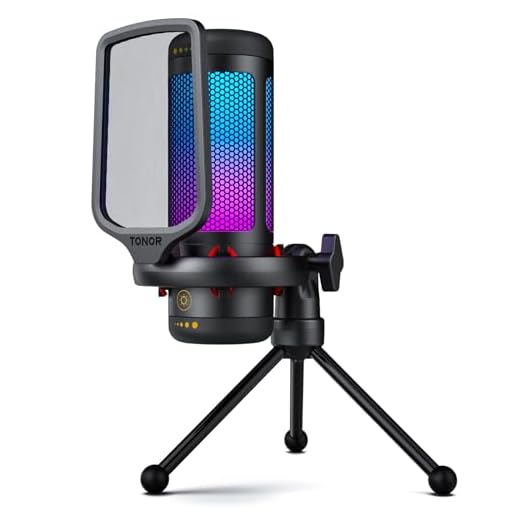 TONOR Gaming Mic, Micrófono USB para PC PS4/5, Micro Condensador Cardioide con Ajustable RGB Modos y Brillo, Silencio Rápido, Control de Ganancia, para Streaming, Podcasting, Grabación TC310