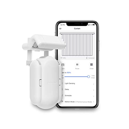 SwitchBot Curtain Smart Electric Motor - Wireless App or Automate Timer Control, Add Hub Mini/Plus Compatible with Alexa, Google Home, HomePod, IFTTT (Rod-Rail, White)