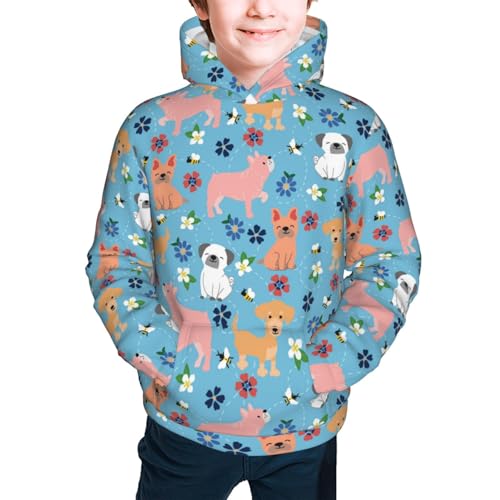 Cute Colorful Puppy Kids Pullover Hoodies Boys Sweatshirts Girls Athletic Clothes with Pocket2