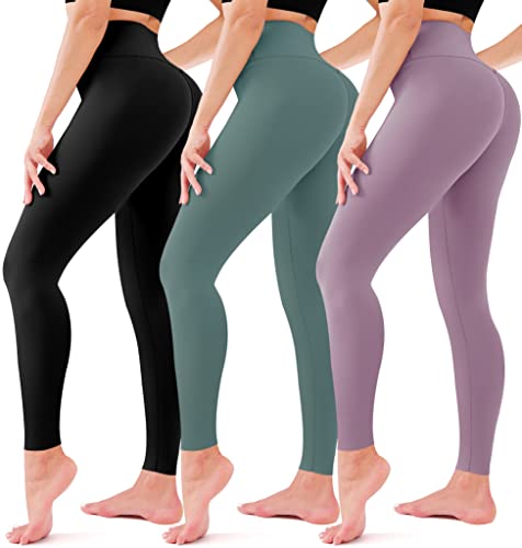 3er-Pack Leggings für Frauen, keine durchsichtig, hohe Taille, Bauchkontrolle, Yogahose, Workout, Laufen, Leggings, Sortiert6, Large-X-Large Cover
