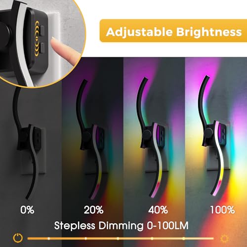 Image of L LOHAS LED Night Light, Night Lights Plug into Wall, Modern Nightlight with Dusk to Dawn Sensor, 3000K & RBG Dimmable Wave Plug in Night Light, for Bedroom Bathroom Hallway