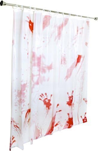 Kangaroo's Bloody Shower Curtain Halloween Decoration I Horror Shower Curtain for Bathroom I Scary Handprint Theme of Blood I Halloween Bathroom Prop Decor (Double-Sided)